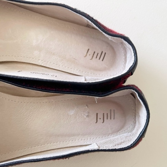 J Jill Flats Buffalo Plaid Loafer Chic Preppy Casual Holiday Red Black 8 - Picture 9 of 12